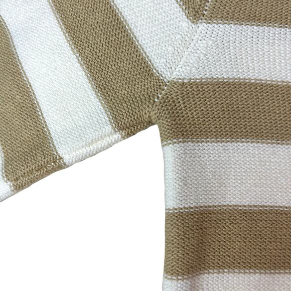 NWT Sanctuary Sanctuary Tan Cream Striped Zip-Up Cardigan Sweater Size Small - Picture 6 of 10